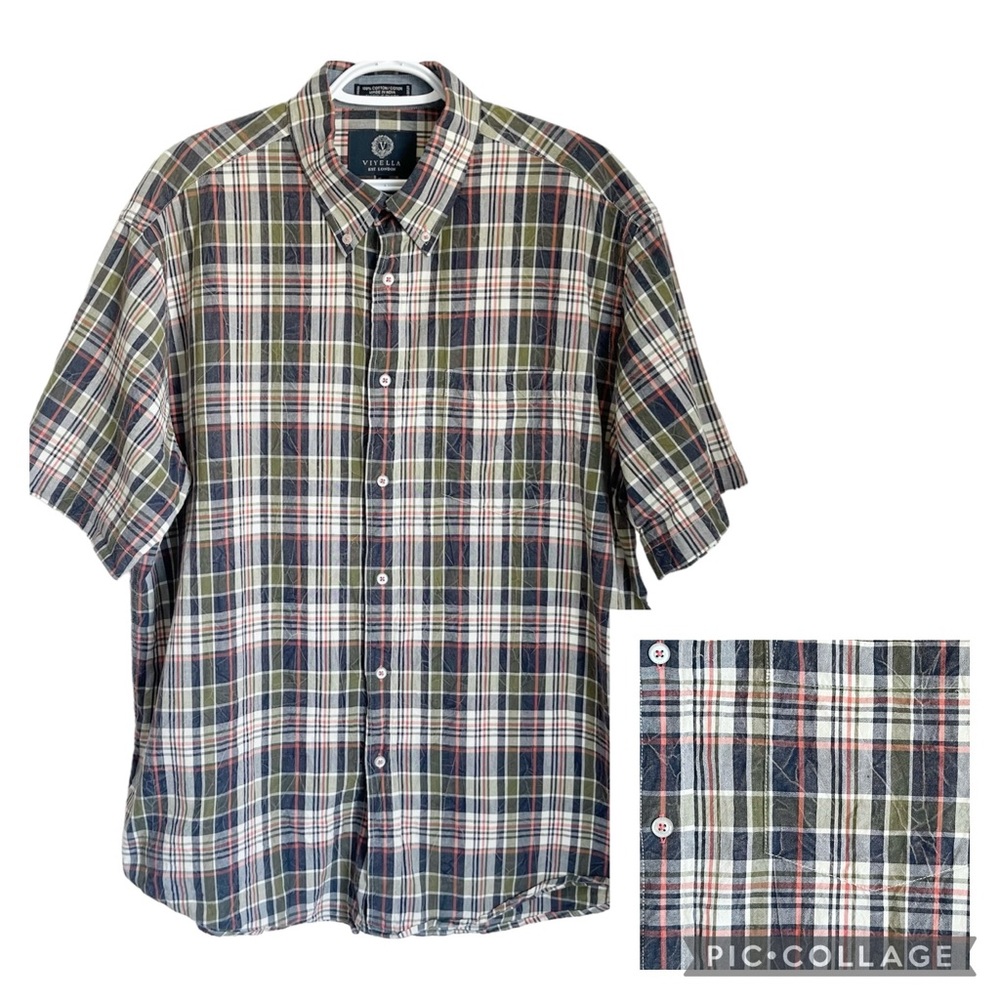 Viyella Button Down Shirt Plaid Madras Top XL